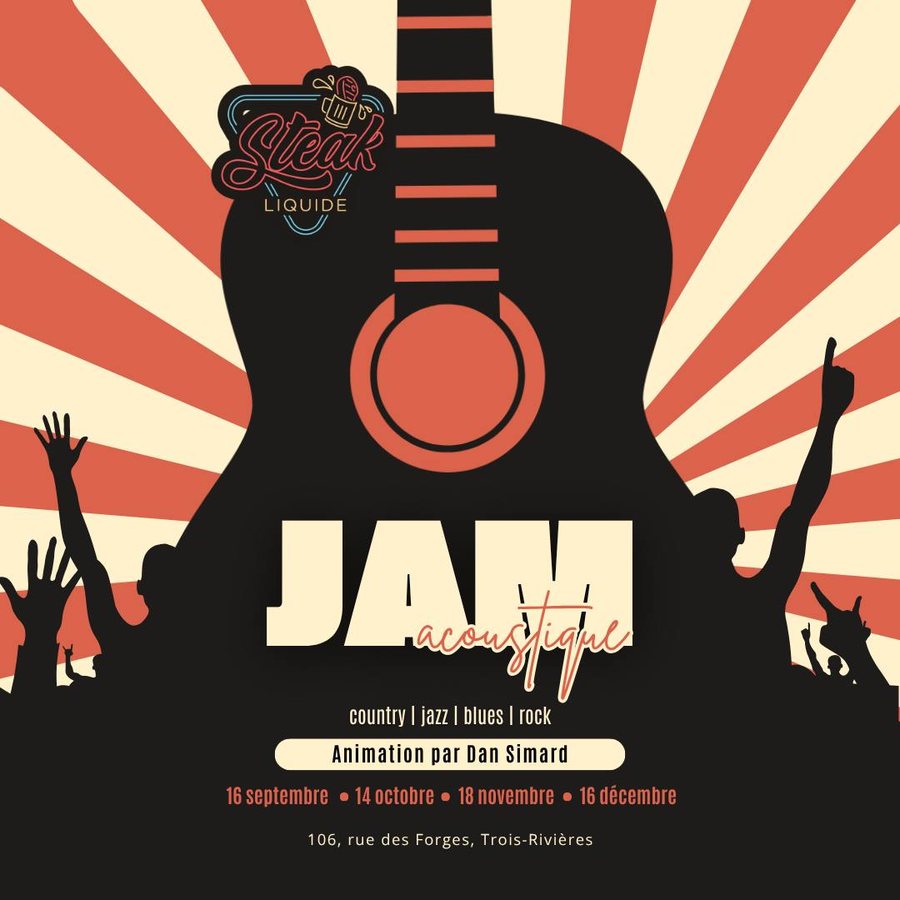 L'affiche du jam acoustique du Steak Liquide, animé par Dan Simard
